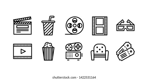 Movie Theater Line Icon Set