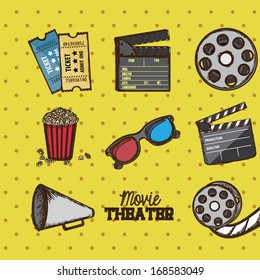 movie theater over dotted background vector illustration