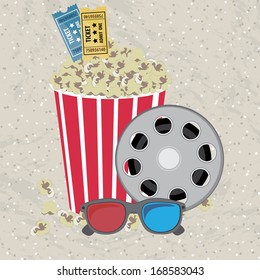 movie theater over pattern background vector illustration