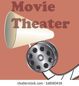 movie theater over pink background vector illustration