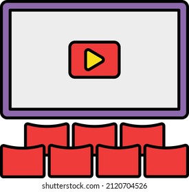 Movie Theaters Concept, Online  audition Vector Color Icon Design, Video blogger Symbol, vlogger or videography equipment Sign, motion pictures and film maker Stock illustration