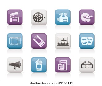 Movie theatre and cinema icons - vector icon set