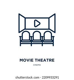 movie theatre icon from cinema collection. Thin linear movie theatre, entertainment, movie outline icon isolated on white background. Line vector movie theatre sign, symbol for web and mobile