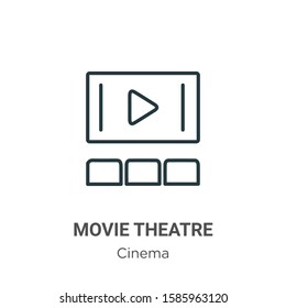 Movie theatre outline vector icon. Thin line black movie theatre icon, flat vector simple element illustration from editable cinema concept isolated on white background