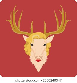 Movie themed front profile Deer head 003