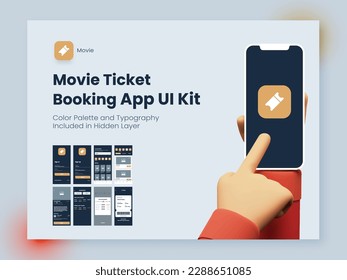 Movie Ticket Booking App UI Kit Including Account Sign In, Sign Up, Booking And Service Type Review Screens For Responsive Website.