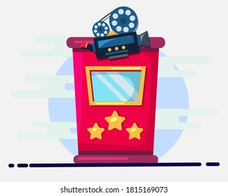 movie ticket booth vector illustration in flat style