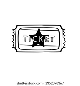 movie ticket doodle vector