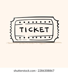 movie ticket doodle vector woth background cream