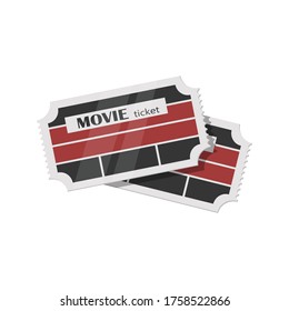 Movie ticket flat style isolated on white. Movie industrial object concept vector for your design work, presentation, website or others.