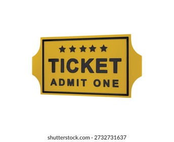 Icono de ticket de película Ilustración de render 3d