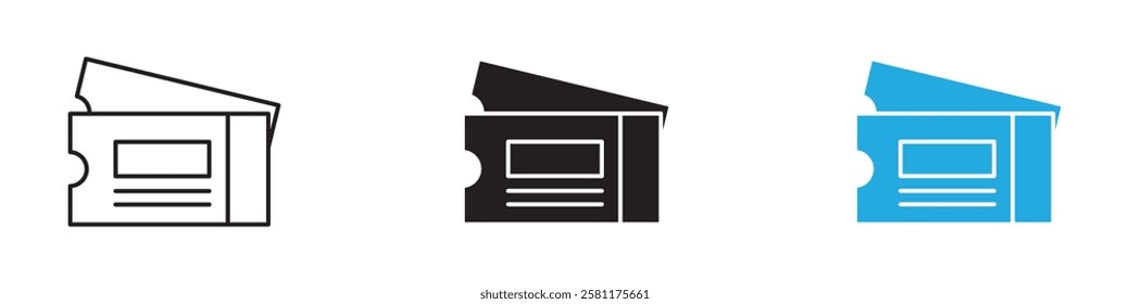 Movie ticket icon black white vector outline