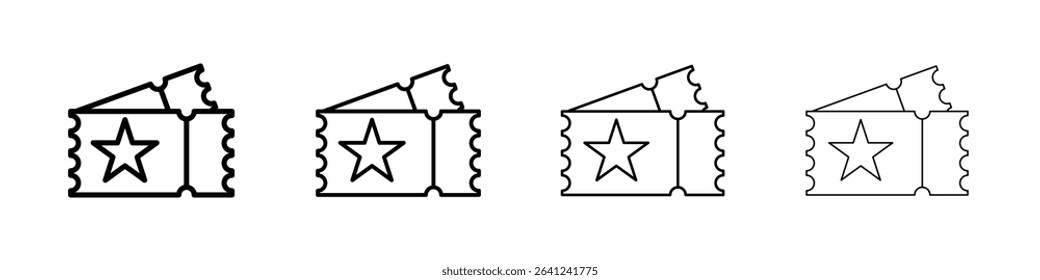Movie ticket icon Outline sign symbol set