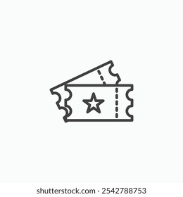 Movie ticket icon in thin outlined.