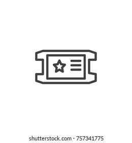 Movie ticket line icon, outline vector sign, linear style pictogram isolated on white. Symbol, logo illustration. Editable stroke