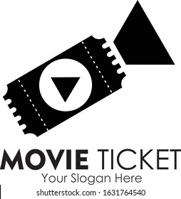 movie ticket logo design vector isolated on white background