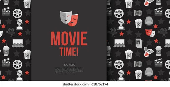 Movie ticket template. Vector cinema banner