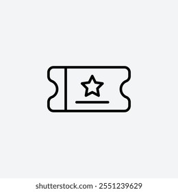 Movie ticket thin liner icon isolated.