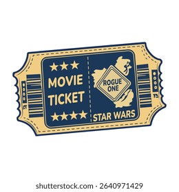 Movie ticket vintage vector icon