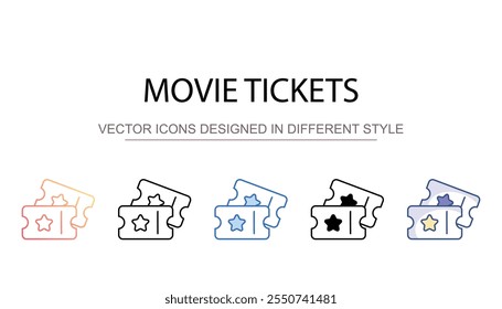 Movie Tickets icon design with white background stock illustration