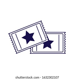 movie tickets icon over white background, flat design, vector illustration