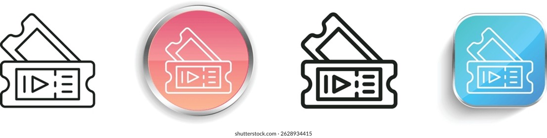 movie tickets icon. Thin Linear, Regular and Button Style Design Isolated On White Background