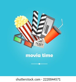 Movie time movie banner. Vacation concept.