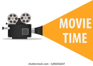 Movie time. Movie Camera Time Banner. Vector illustration.