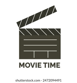 Movie time. Clapperboard on a white background. Flat vector illustration