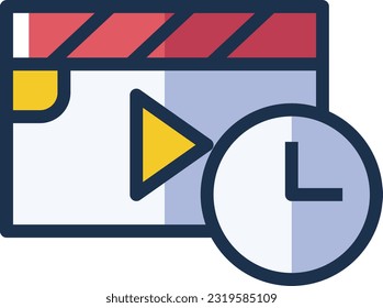 Movie Time Color Line Icon - Single Icon, Vector