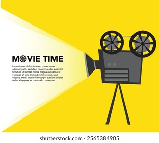 Movie time concept. Template for cinema poster, banner. Illustration of film projector stock illustration