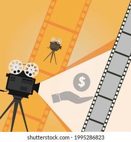 movie time concept. Template for movie poster, banner. Movie projector illustration, vector illustration
