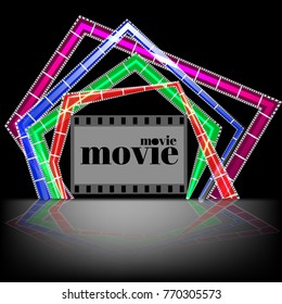 Movie time concept.Creative template for cinema poster, banner in retro cartoon style.