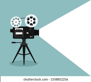 Movie time flat concept background. Cinema banner design