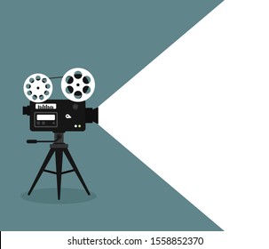 Movie time flat concept background. Cinema banner design