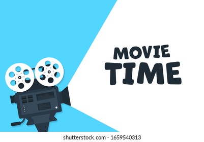 Movie time flat concept background. Cinema banner design
