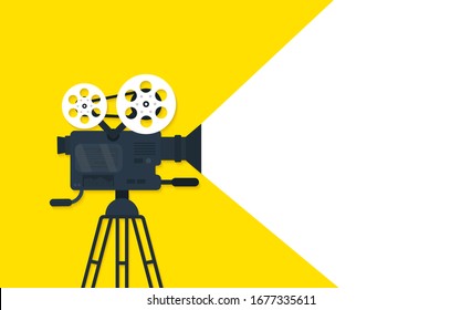 Movie time flat concept background. Cinema banner design