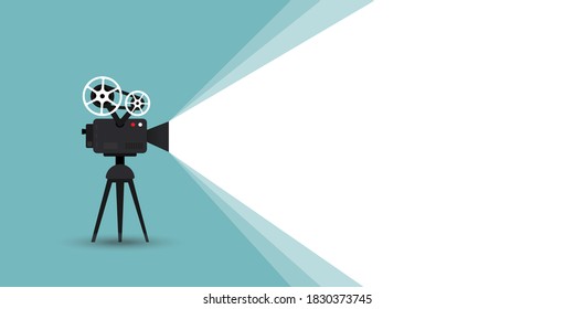 Fondo de concepto plano de tiempo de película, diseño de banderas de cine