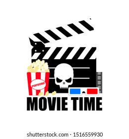 Movie time illustration. Cinema poster concept. Banner design for movie theater.
