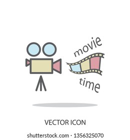 movie time, line icon vector