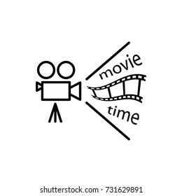 movie time, line icon vector
