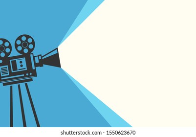 Movie time poster. Cartoon vector illustration. Cinema motion picture. Retro movie projector poster. vector illustration