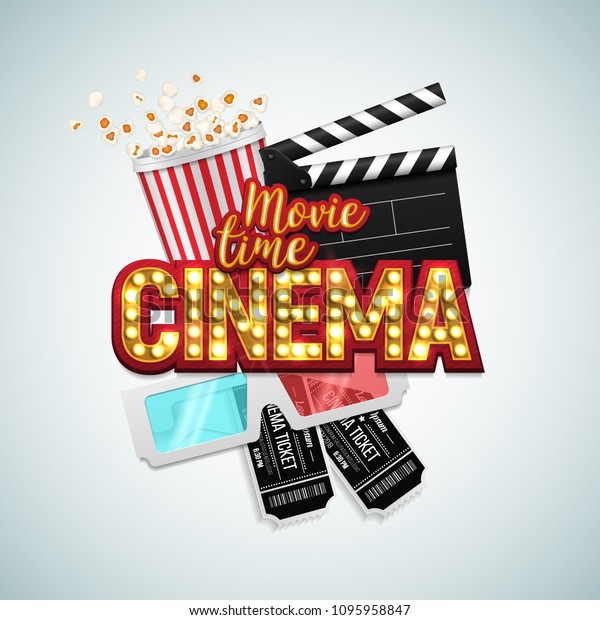 Movie Time Poster Cinema Banner Clapboard Stock Vector (Royalty Free ...