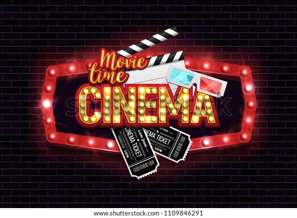 Movie Time Poster Cinema Banner Clapboard Stock Vector (Royalty Free ...