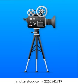 Movie time poster. Cinema motion picture. Retro movie projector poster. Vector illustration.