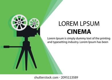 Movie time, movie projector, movie poster. vector illustration