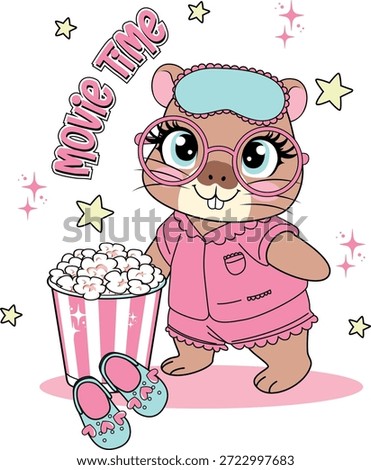 movie time sleep pop corn capybara