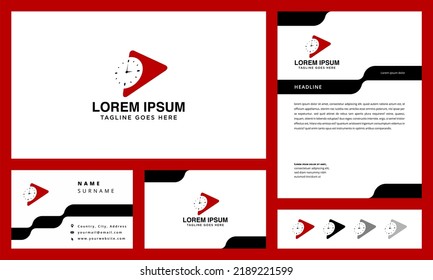 movie time watching business card and letterhead logo design vector