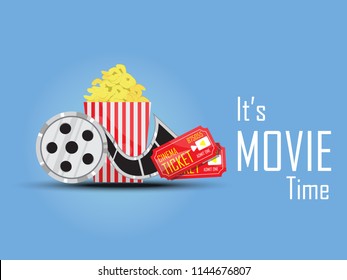 it's movie time, watching cinema with popcorn
