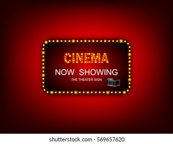 Movie Time,now Showing Banner Sign, Theater Sign Or Cinema Sign, Frame, Border. Vector Illustration